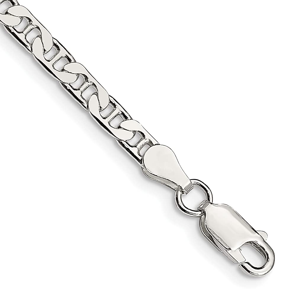 925 Sterling Silver 3.75mm Anchor Chain Bracelet - Beveled Flat Link Women's Fine Jewelry Gift for Her - Perfect for Everyday Wear, Date Nights & Special Occasions