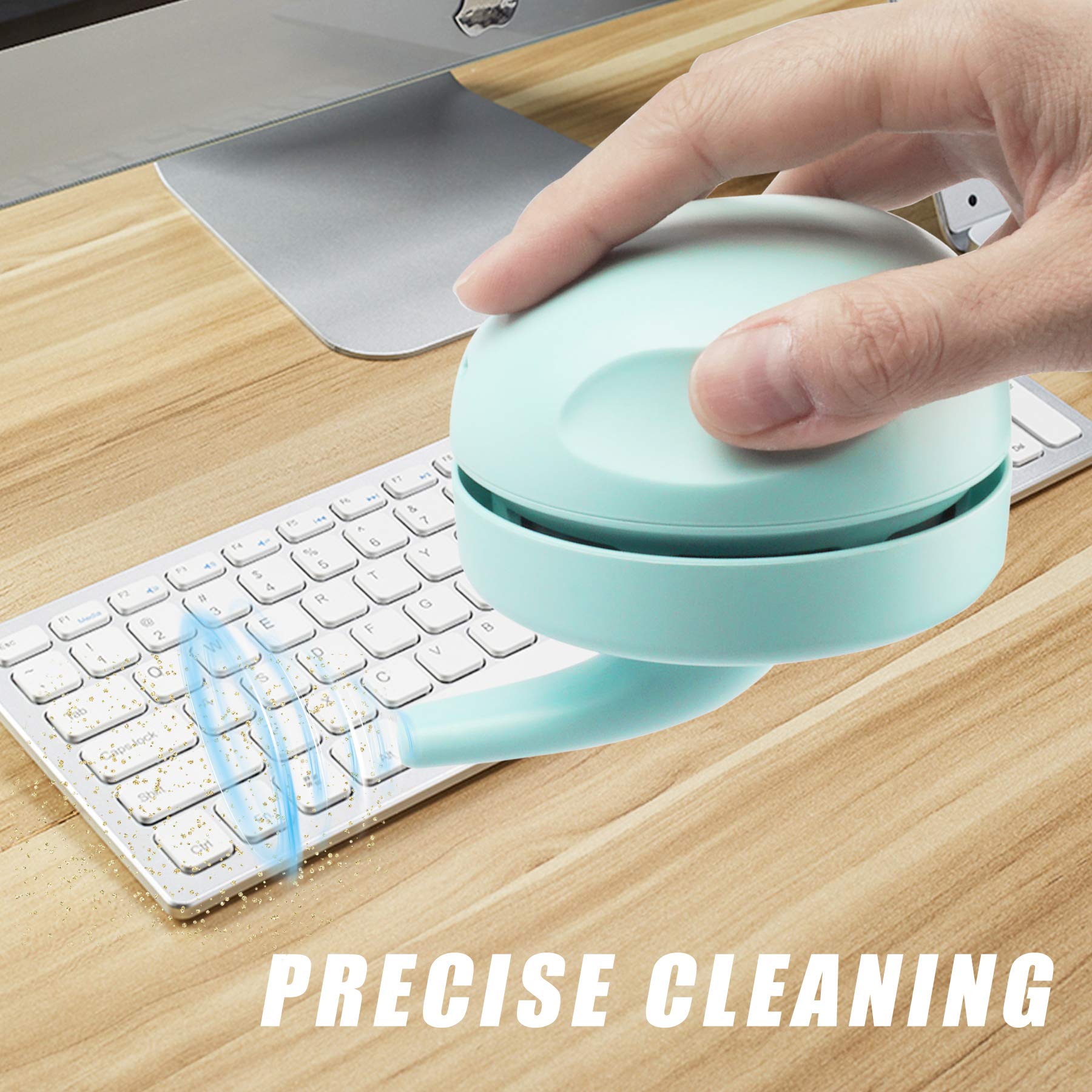 USB Powered Mini Desktop Vacuum Cleaner - Portable Dust Buster with Detachable Nozzle & Cleaning Brush | Light Green | Ideal for Keyboard, Piano, Car, Office & Home Use