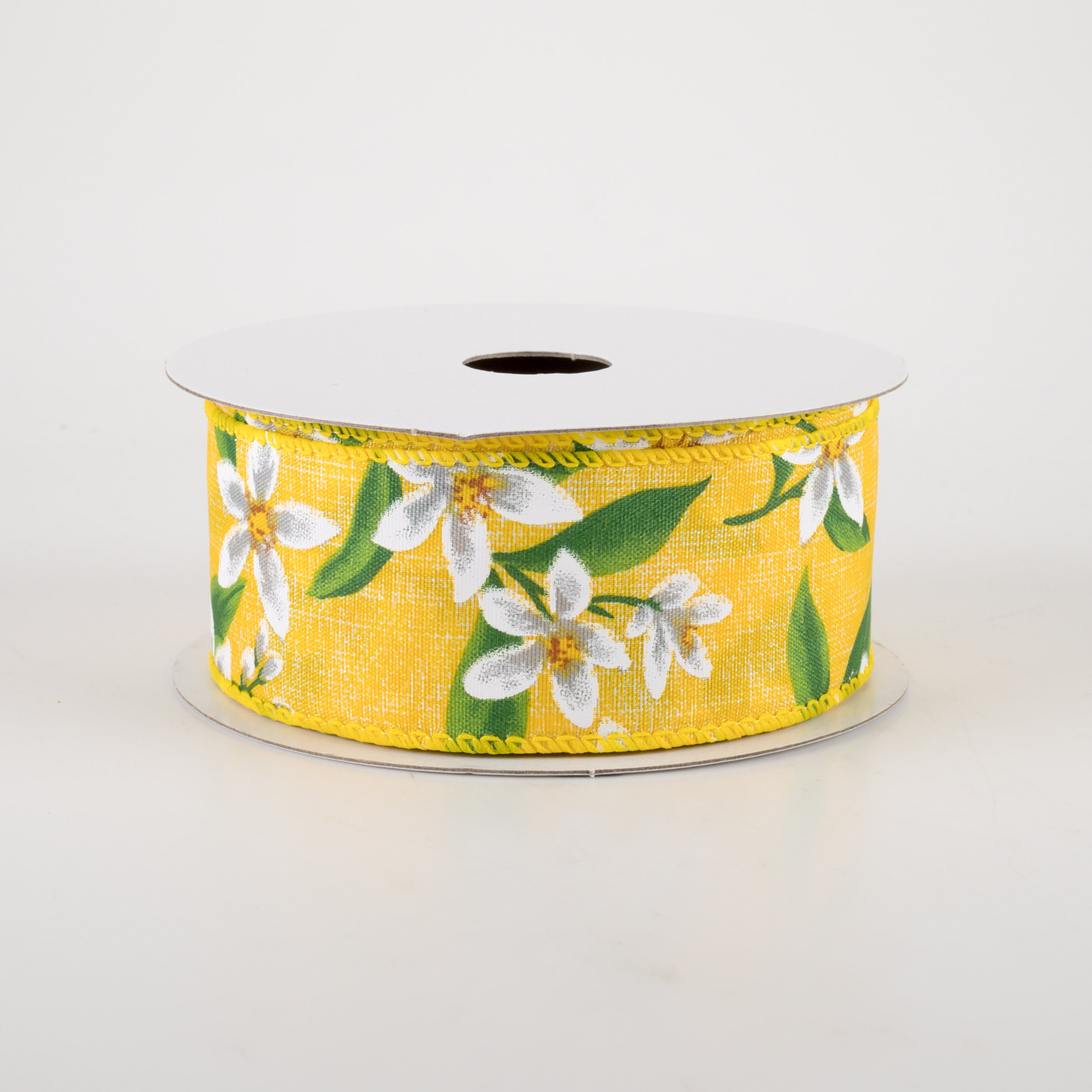 1.5 Inch Linen Lemon Flower Ribbon - Yellow Decorative Ribbon for DIY Crafts, Gift Wrapping, Wedding Decorations (10 Yards)