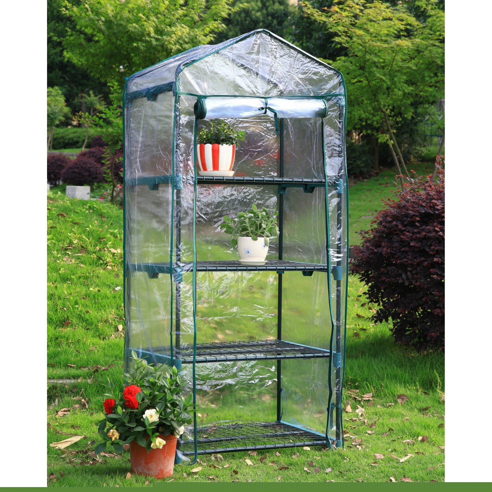 GH06 Mini Greenhouse for Indoor Plants - Portable Small Greenhouse for Seedlings, Herbs & Flowers - Perfect for Home Gardening, Balcony & Patio Use