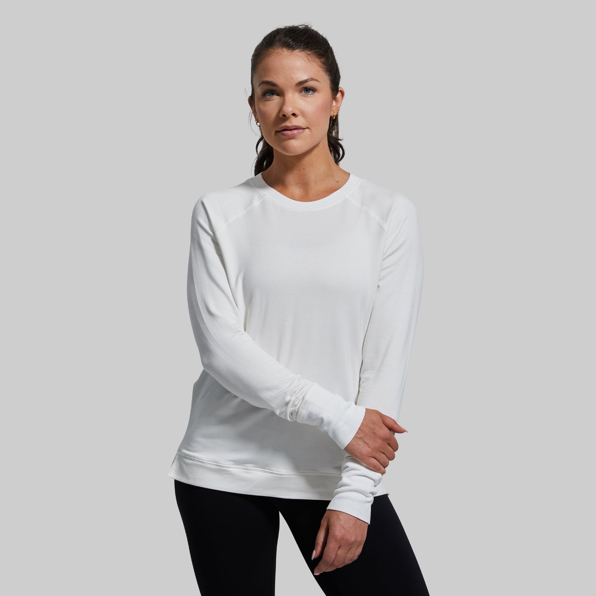 Daydream Long Sleeve T-Shirt for Women - Soft Cotton White Top for Casual Wear, Layering & Everyday Comfort