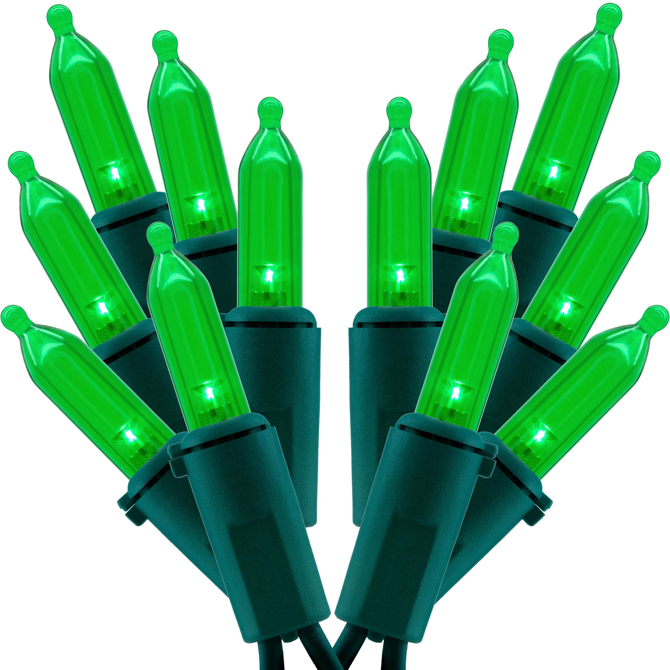 200 LED Green Christmas Lights - 2 Pack 25 ft Mini String Lights for Indoor & Outdoor Holiday Decorations, Trees, Windows, and Parties