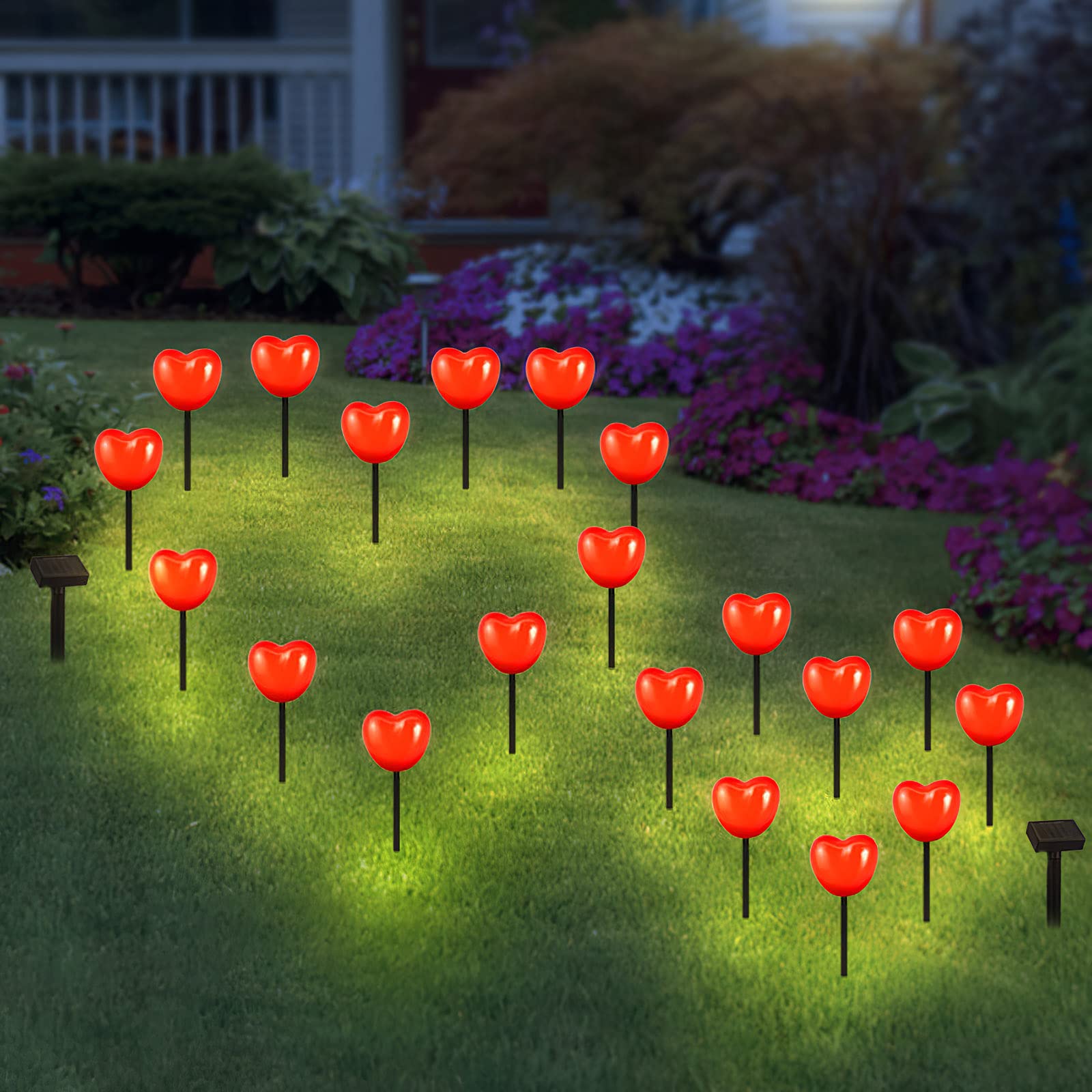 SS SUNSBELL 4PCS Solar Spot Lights Outdoor - 0.7W Heart-Shaped LED Garden Lights with Auto Light Sensor & IP55 Waterproof - Perfect for Yard, Porch, Pathway, Lawn Decoration & Romantic Ambience