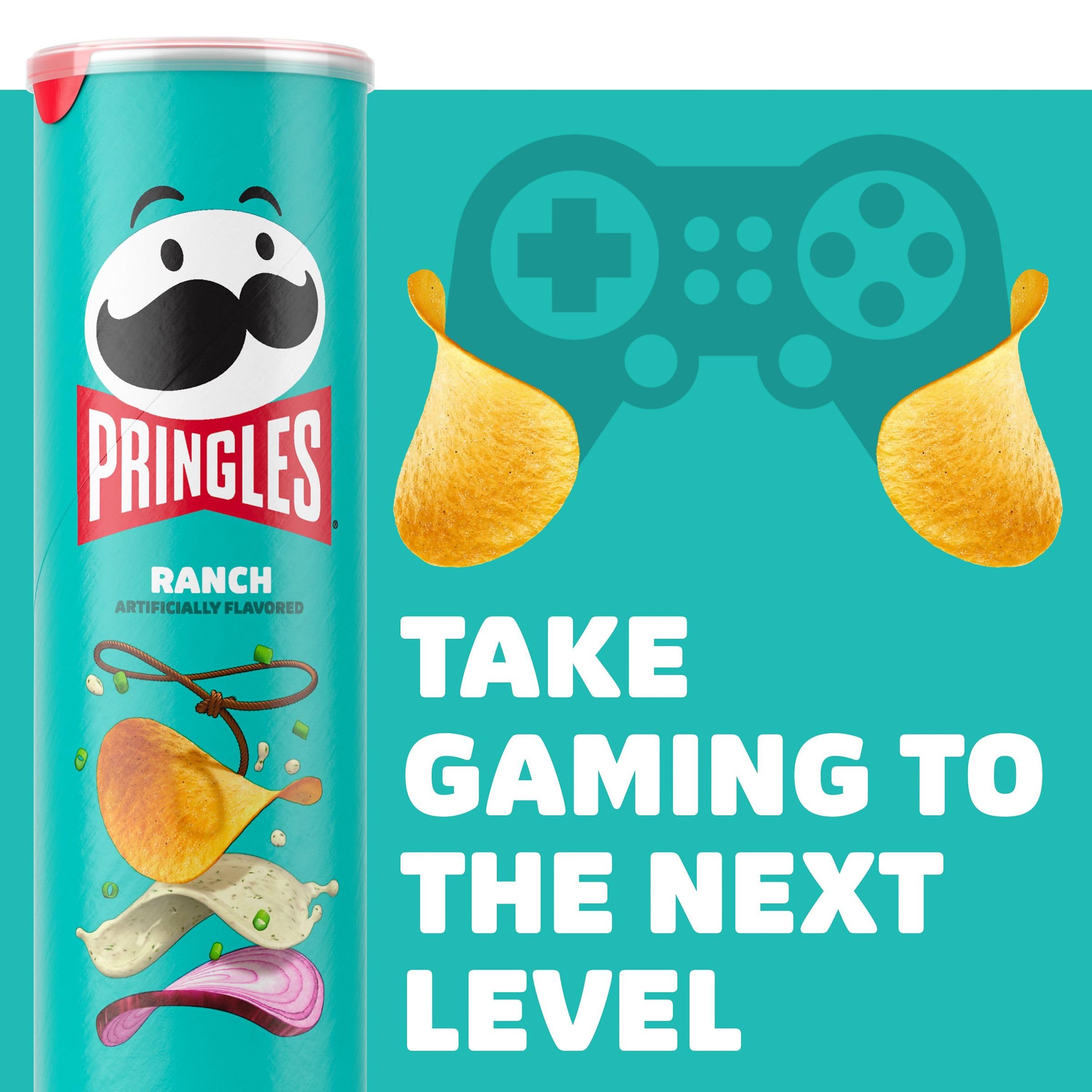 Pringles Ranch Flavored Potato Crisps - 5.5oz Can (Pack of 1) | Crunchy Snack Chips for Lunch Boxes, Office Snacks & On-The-Go | Perfect for Road Trips, Picnics & Movie Nights