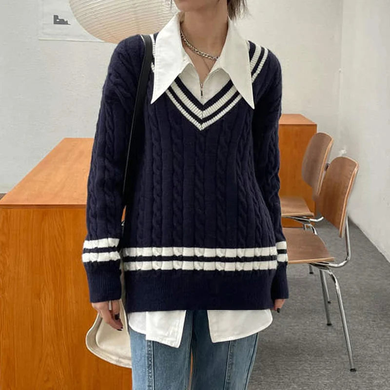 Women's Basic Office Polo Neck Loose Shirt - Solid Color Chic Zipper Fashion Top | Korean Style Streetwear | Perfect for Work, Casual Outings & Everyday Wear