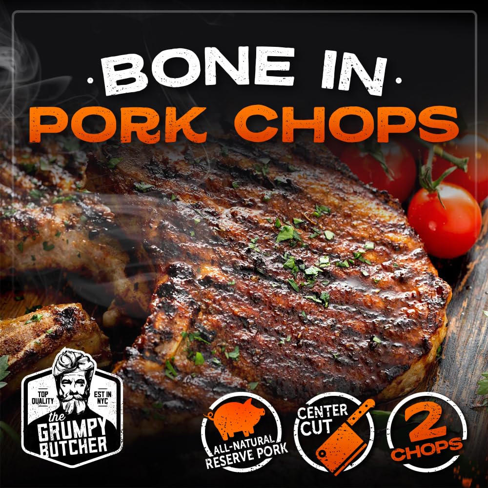 Premium Grumpy Butcher Steaks & Pork Chops Gift Box - 2 Top Sirloin Steaks (6 oz) & 2 Duroc Bone-in Pork Chops (14 oz) - Gourmet Meat Gift Package for Special Occasions, BBQ Parties & Holiday Gifting