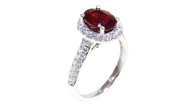 2.19ct Ruby & Diamond Ring in 18K White Gold - Elegant Jewelry for Women, Perfect for Weddings, Anniversaries & Special Occasions