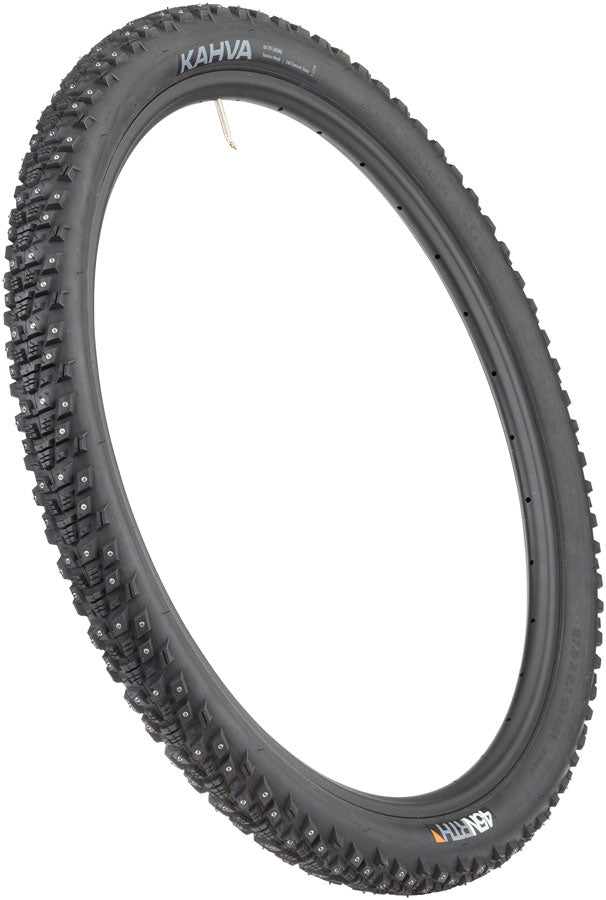 45NRTH Kahva Winter Bike Tire 27.5x2.1 Tubeless Folding Black 60TPI with 240 Concave Carbide Studs - Perfect for Snow & Ice Cycling, Mountain Biking in Cold Conditions