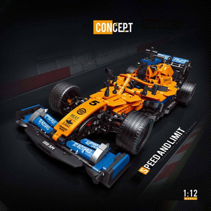 CACO BLOCK Orange F1 Formula Racing Car 1:12 Scale 1248pcs Building Blocks Set - Perfect for Collectors, Model Enthusiasts & DIY Projects
