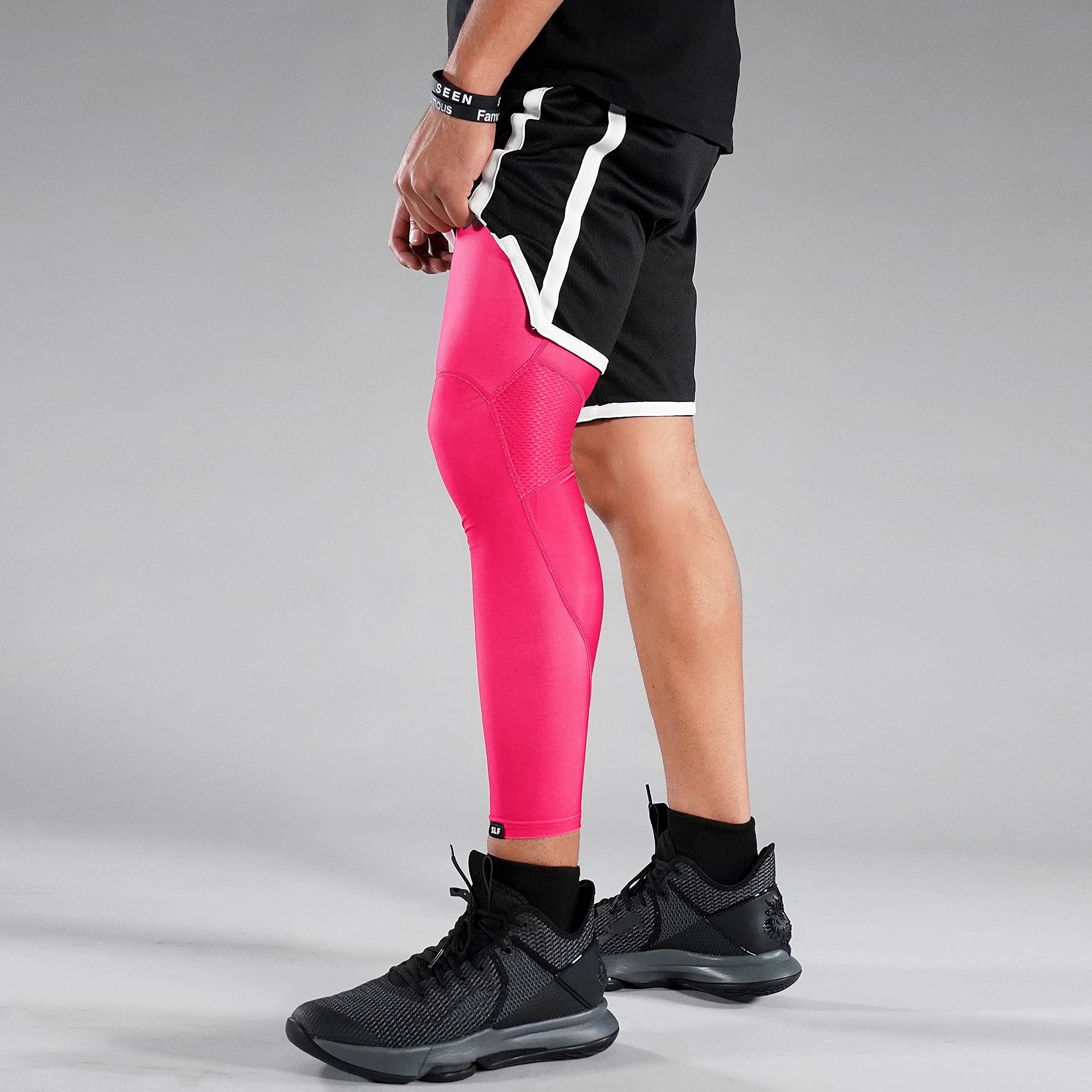 Hue Pink Pro Leg Sleeve - Compression Support for Running, Yoga & Sports - Breathable & Comfortable Leg Warmers for Women & Men