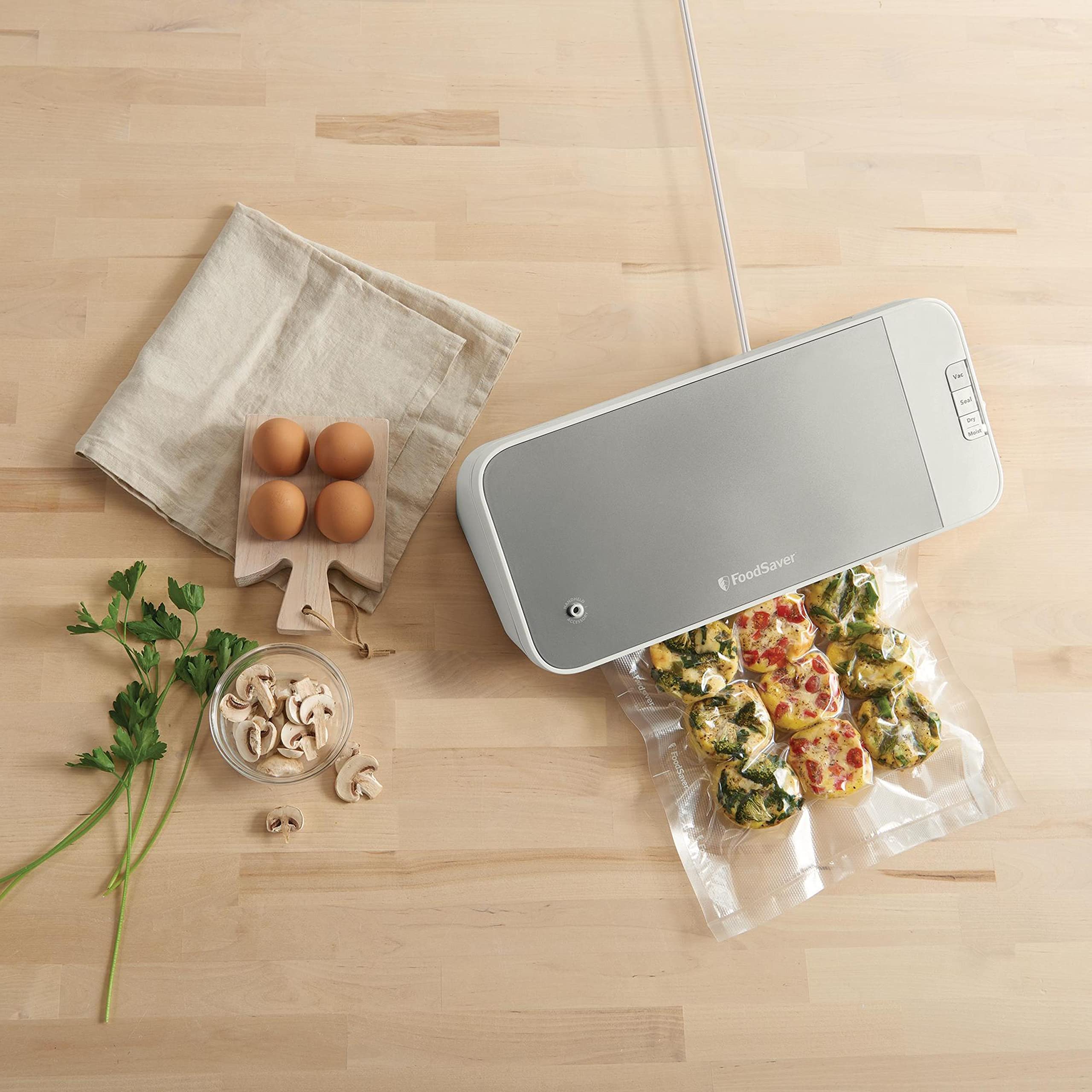 FoodSaver VS2150 Vacuum Sealer Machine - Automatic Food Preservation System for Freshness (White/Silver) | Perfect for Meal Prep, Sous Vide & Freezer Storage