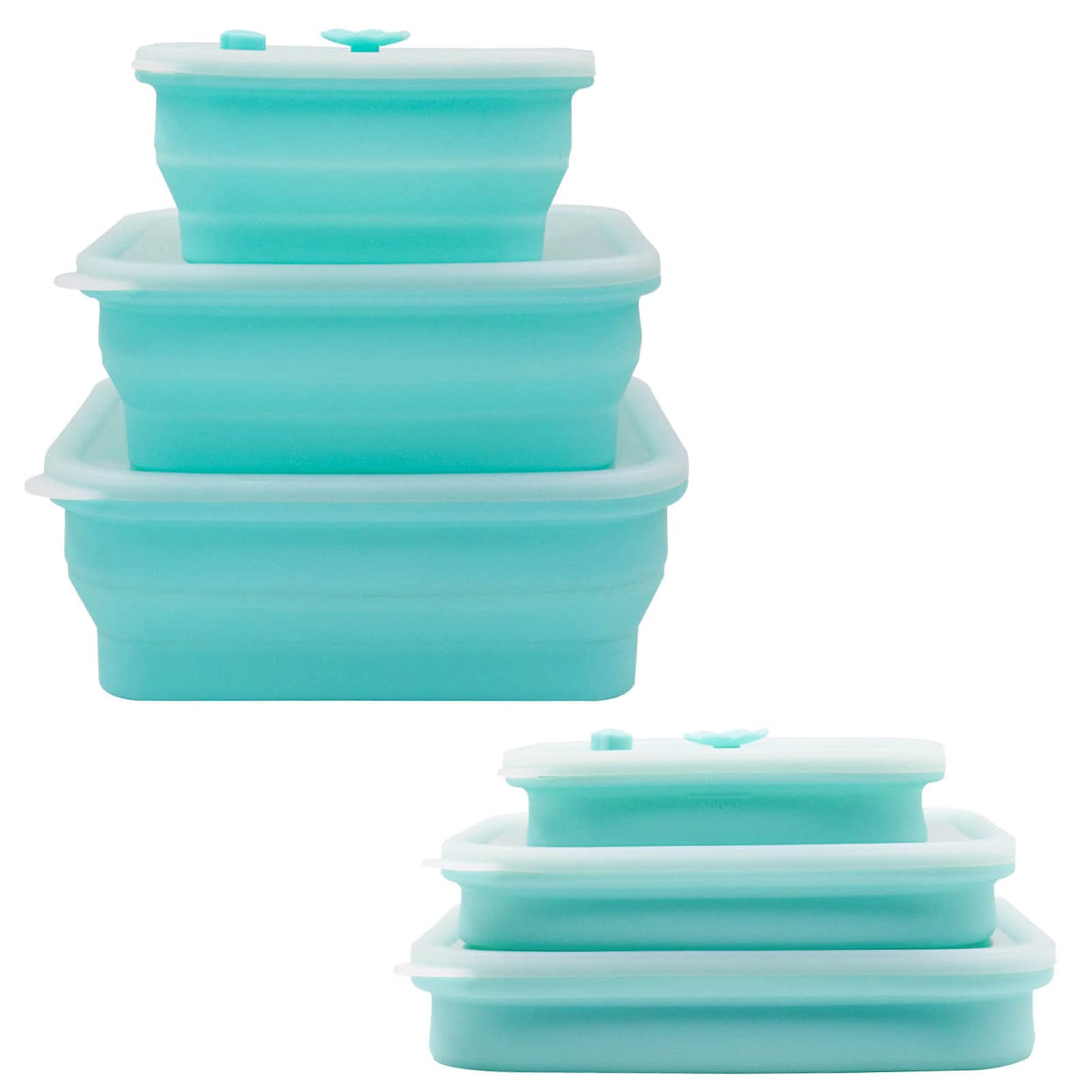 Airtight Food Storage Containers Set of 3 - Collapsible Silicone Kitchen Organizers for Snacks, Lunch & Pantry - Microwave, Freezer & Oven Safe | Perfect for Meal Prep, Leftovers & On-the-Go Snacking