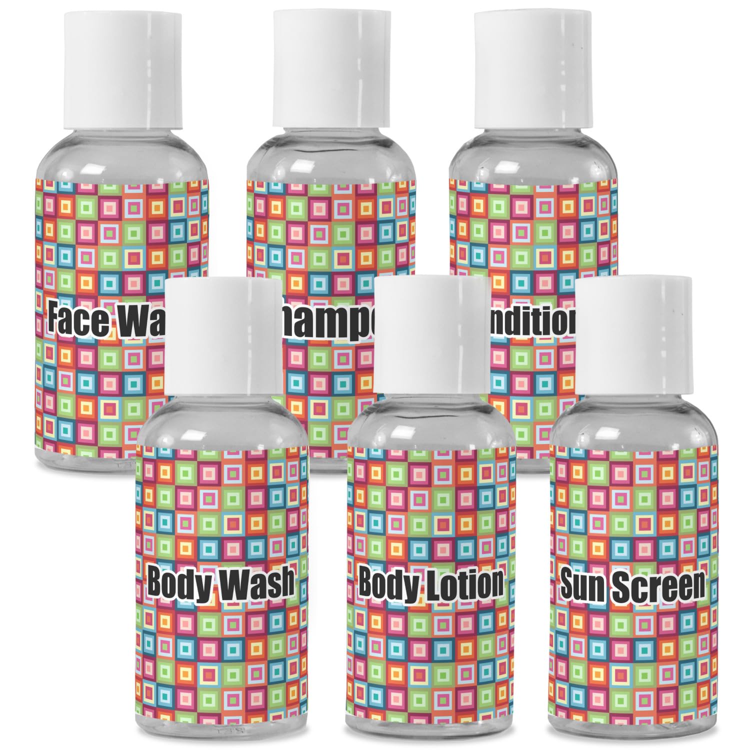 Personalized Retro Square Travel Bottles - Leak Proof & TSA Approved for Toiletries, Cosmetics, and Liquids - Perfect for Air Travel, Gym, and Outdoor Adventures