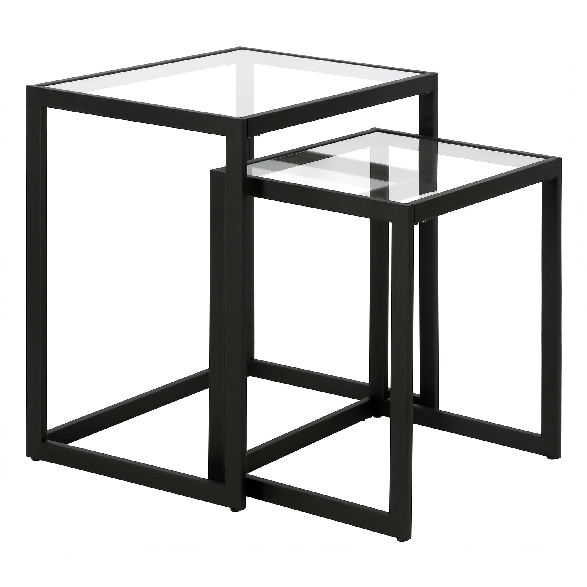 Henn&Hart Rectangular Nested Side Table Set - Blackened Bronze Finish - Modern End Tables for Living Room, Bedroom & Office - Perfect for Coffee Table Decor, Nightstand or Small Space Furniture