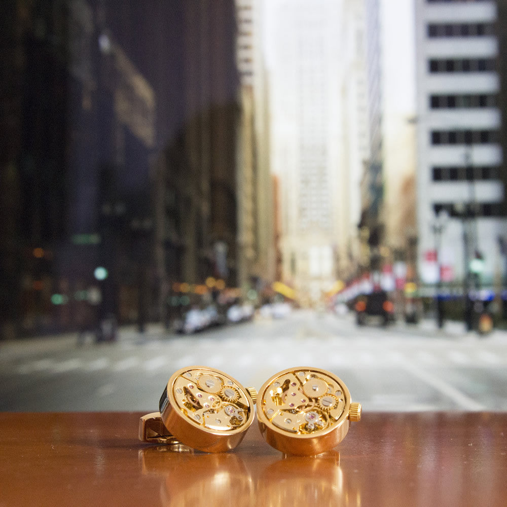 KingCuffs Premium Round Watch Movement Cufflinks for Men - Elegant Dress Accessories for Weddings, Business & Formal Events