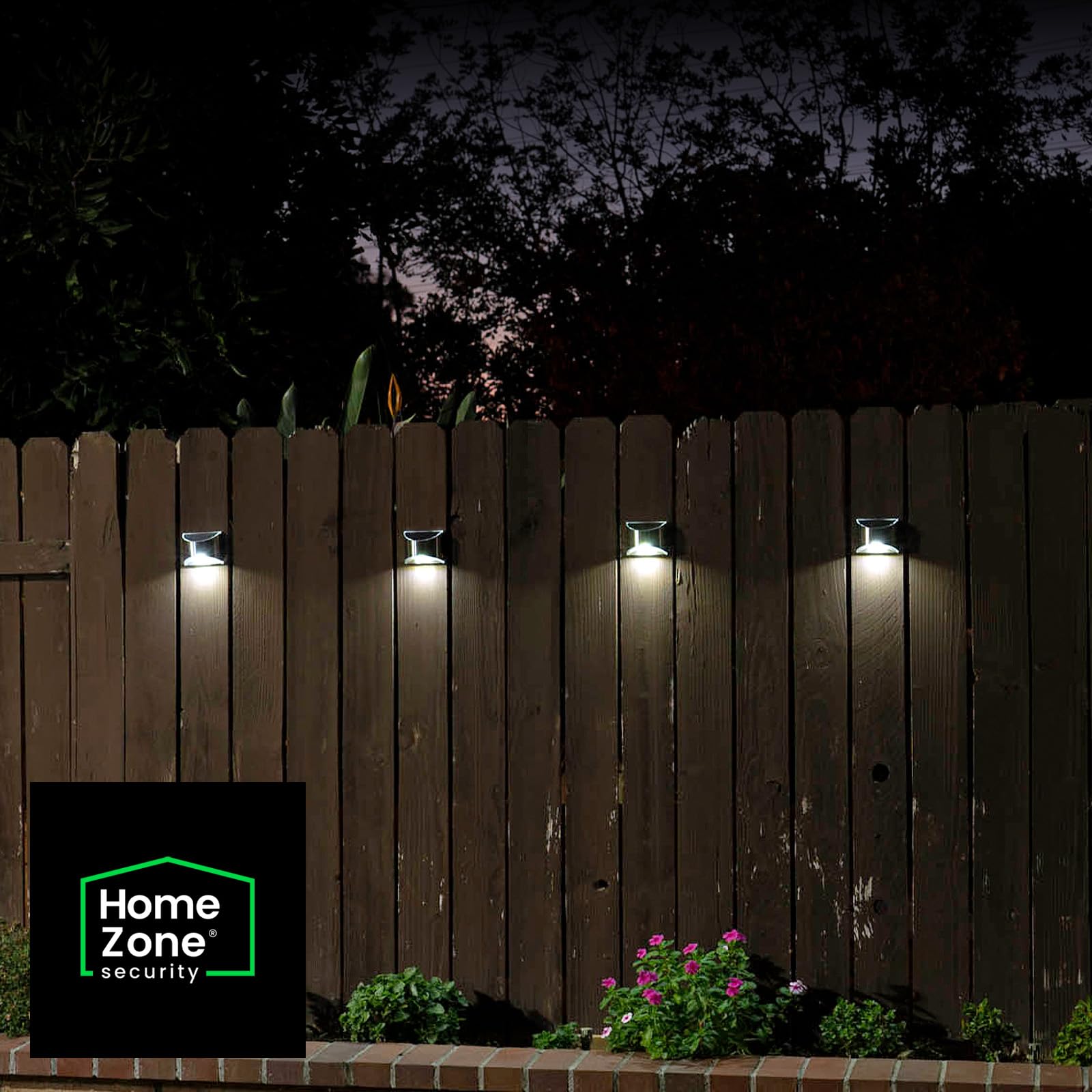 Home Zone Security Solar Wall Lights - Waterproof Outdoor Solar Fence & Step Lighting (4-Pack) - No Wiring Needed, Stainless Steel - Perfect for Garden, Pathway, Deck & Patio Illumination