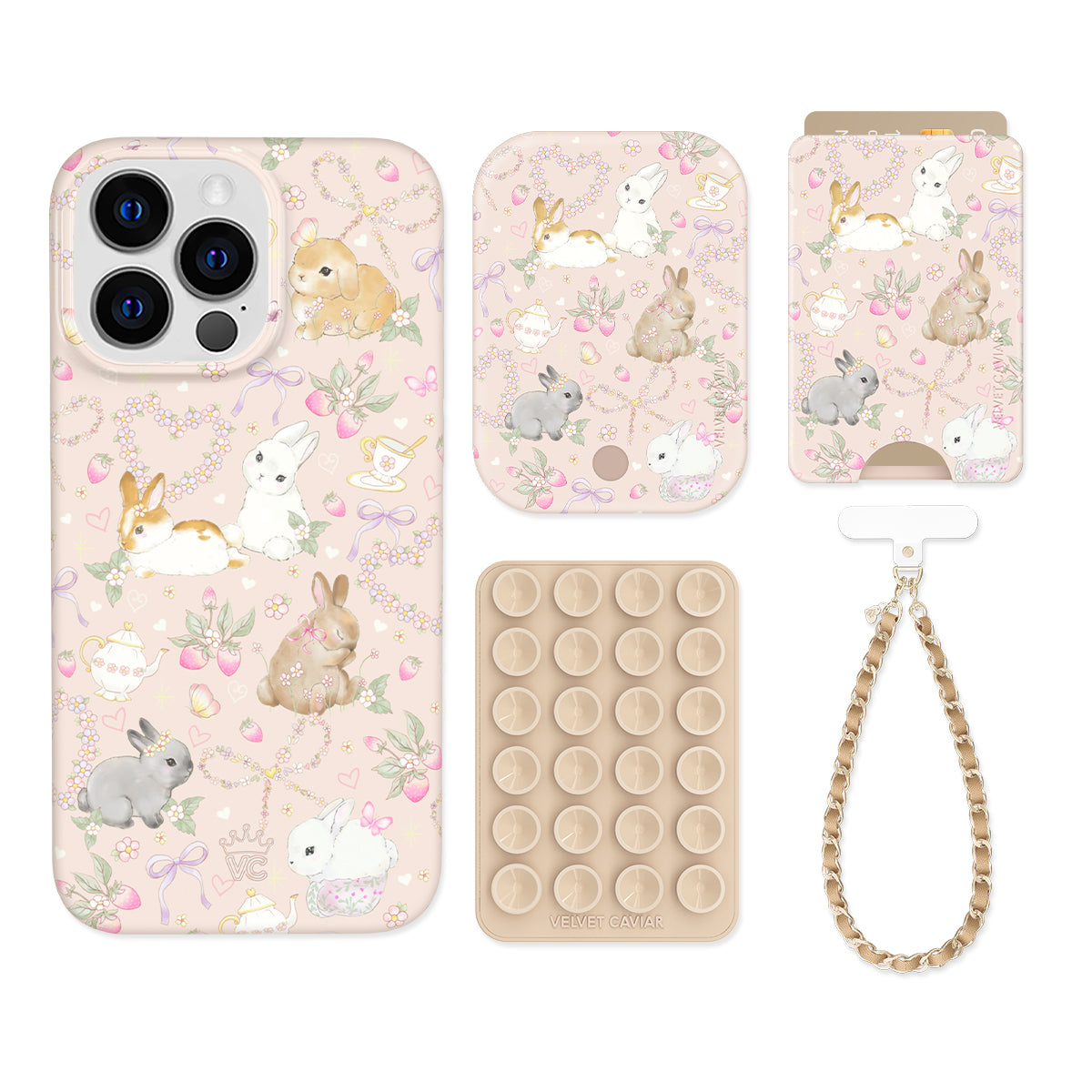 Bunnies & Bows iPhone Wallet Case with Card Holder - Cute Bunny Design for Girls & Women - Perfect for Everyday Use, Shopping & Travel Accessories