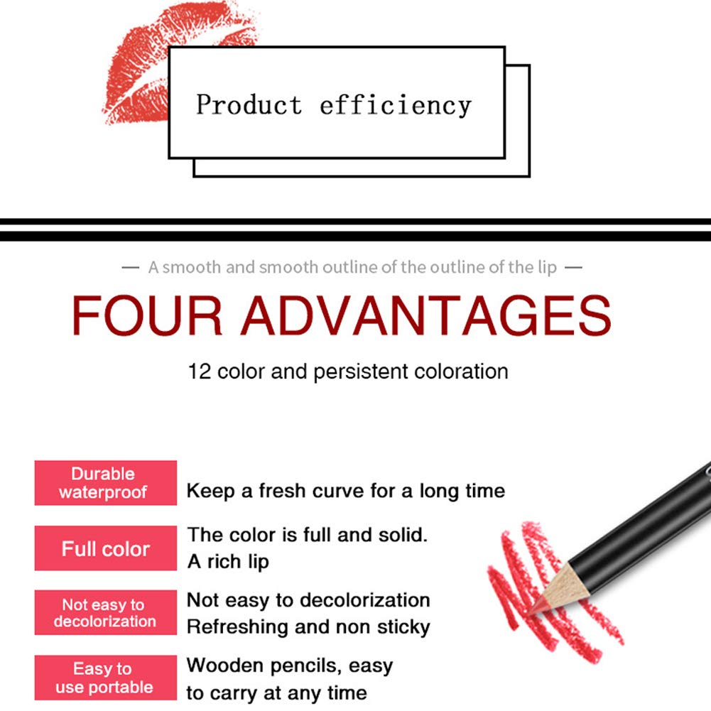 12 Colors Matte Waterproof Lipliner Set - Safe, Non-Irritating Lip Makeup Pencils for Women | Professional & Everyday Use | Perfect for Office, Parties & Special Occasions