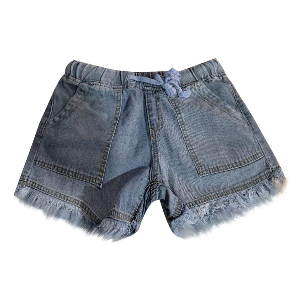 JOFOW Women's High Waisted Denim Shorts - Pleated Ruffle Distressed Ripped Jean Shorts for Summer | Casual Streetwear & Beach Outfit
