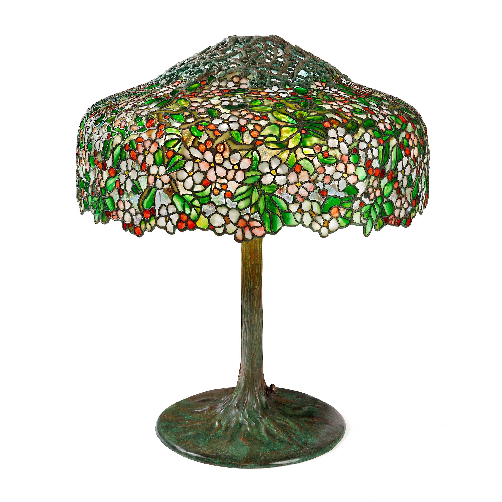Tiffany Studios New York Apple Blossom Table Lamp - Vintage Stained Glass Tiffany Lamp for Home Decor, Living Room, Bedroom Lighting - Perfect for Antique Collectors & Interior Design