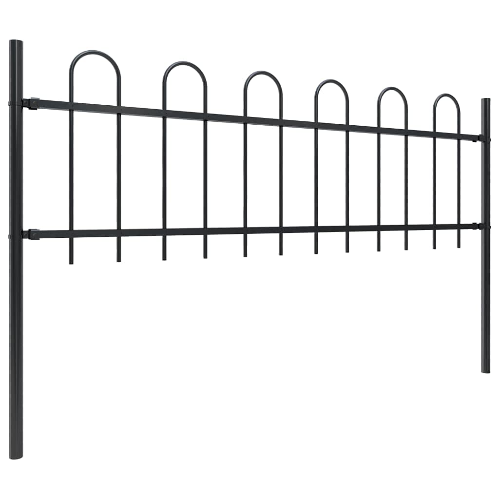 SKM 5.5ft Black Steel Garden Fence with Spear Top - Durable Outdoor Decorative Fencing for Yard, Lawn, and Property Protection | Perfect for Home Gardens, Landscaping, and Pet Safety