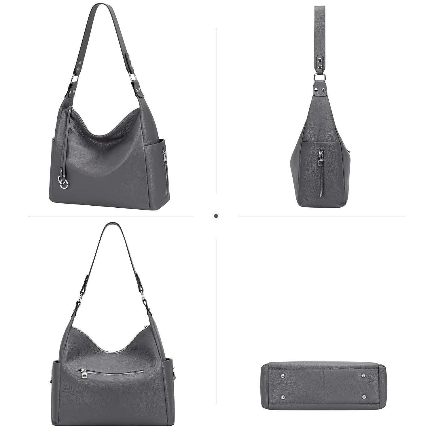 Genuine Leather Hobo Shoulder Bag for Women - Crossbody Purse with Adjustable Strap - Perfect for Work, Travel & Everyday Use