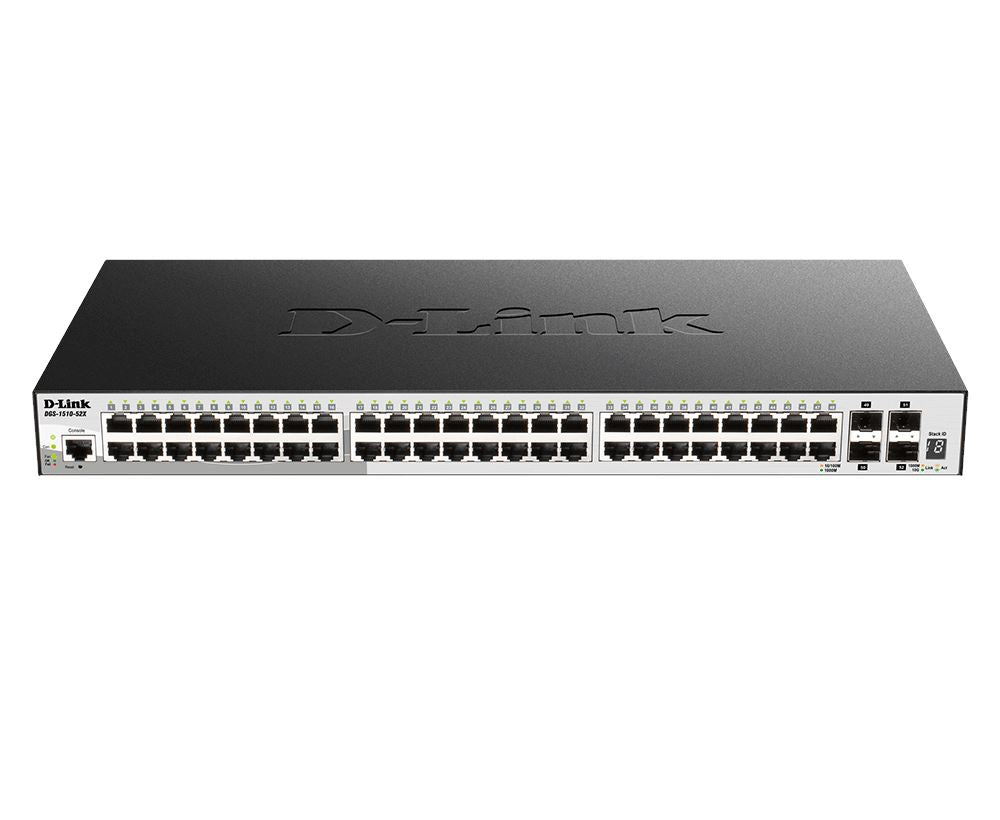 D-Link DGS-1510-52X 52-Port Gigabit Stackable Smart Managed Switch with 10G Uplinks - Ideal for Business Networks, Data Centers & Office IT Infrastructure
