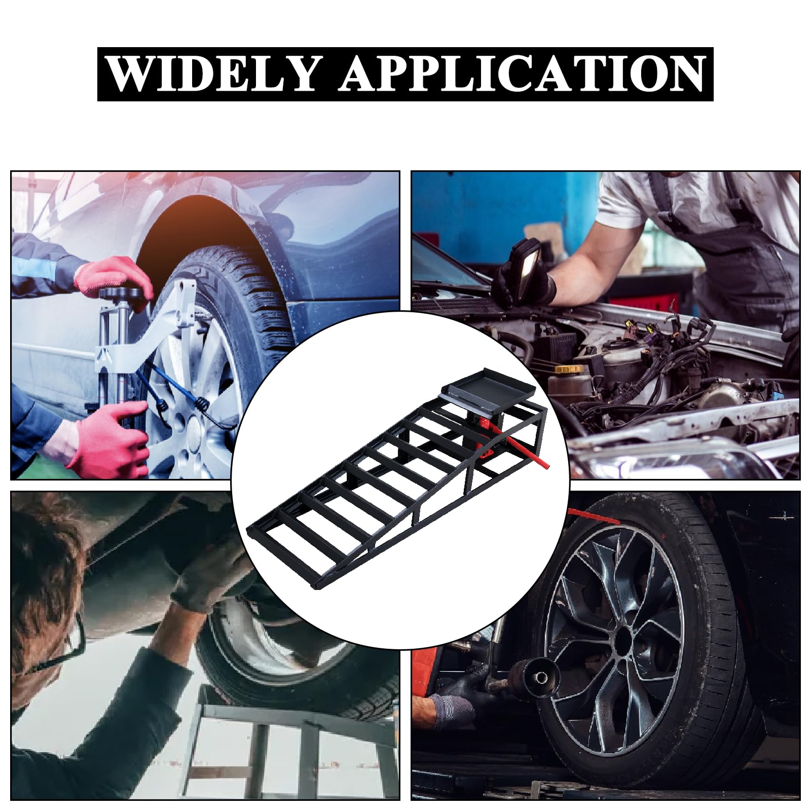 2 Pack Heavy Duty Hydraulic Car Ramps - 5 Ton (11,000 lbs) Capacity, Low Profile Vehicle Lift Ramps for Trucks, Trailers & Garage Repairs - 9.8