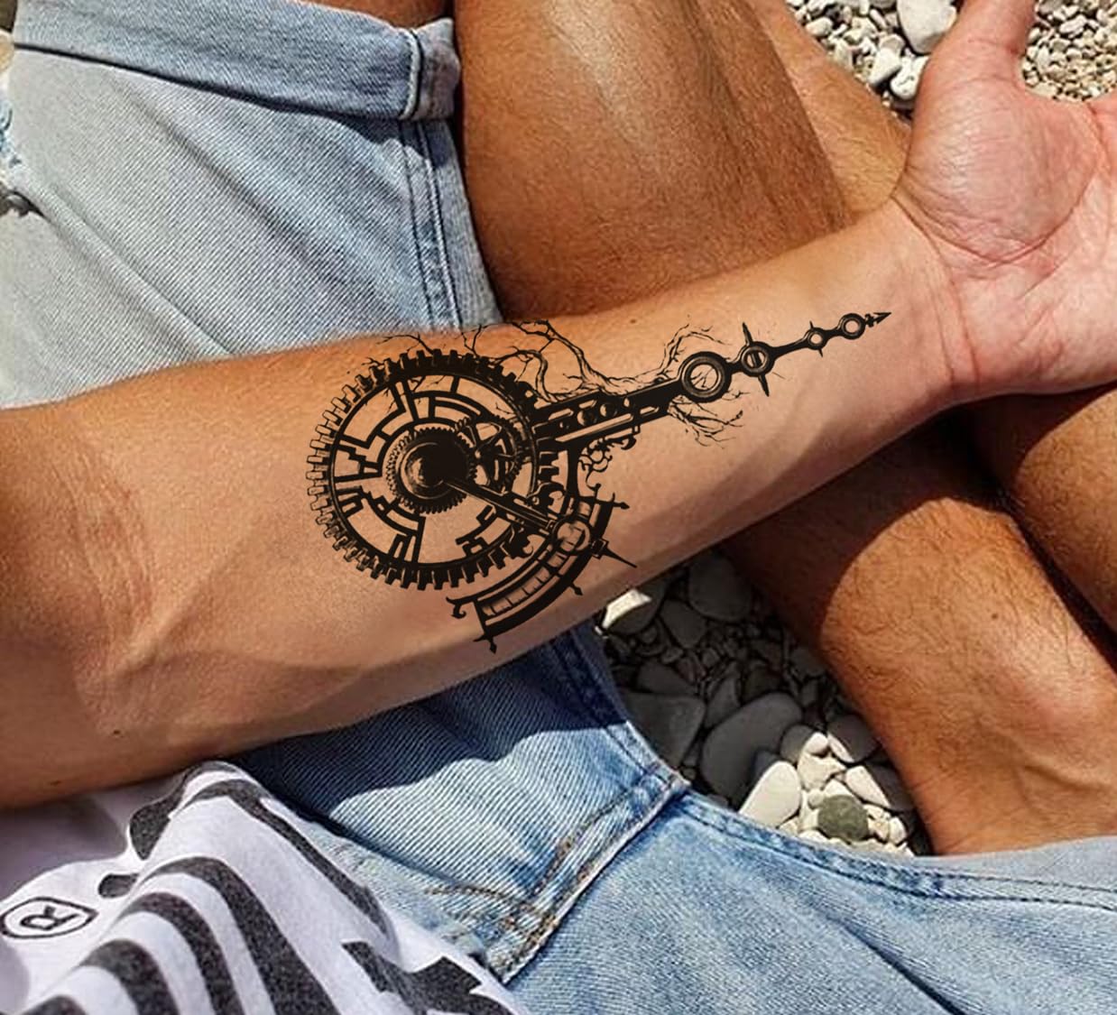 Waterproof Temporary Tattoo Stickers for Men & Women - 3D Realistic Flowers, Butterflies, Stars, Angels, Wolves & Armband Designs (21x12cm) | Perfect for Parties, Halloween, Cosplay & Body Art