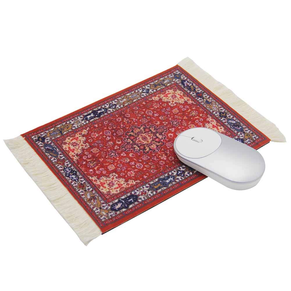 Oriental Carpet Style Mouse Pad - Persian Design Computer Mouse Mat with Non-Slip Base (Dark Red) for Gaming, Office & Home Workspace
