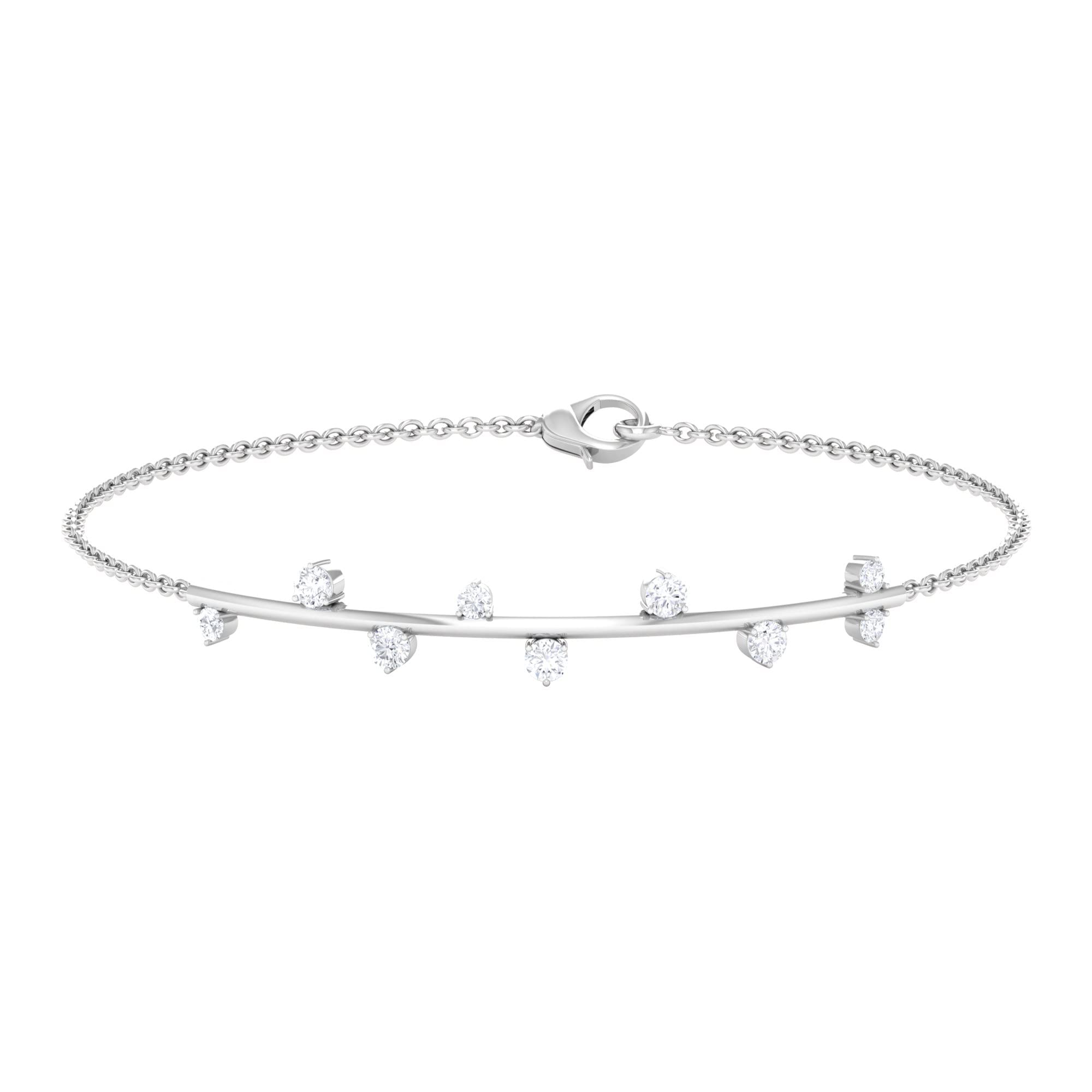 1/2 CT Moissanite Bar Bracelet for Women - 14K Solid Gold Lobster Clasp Bracelet - Elegant Jewelry Gift for Anniversary, Birthday & Special Occasions