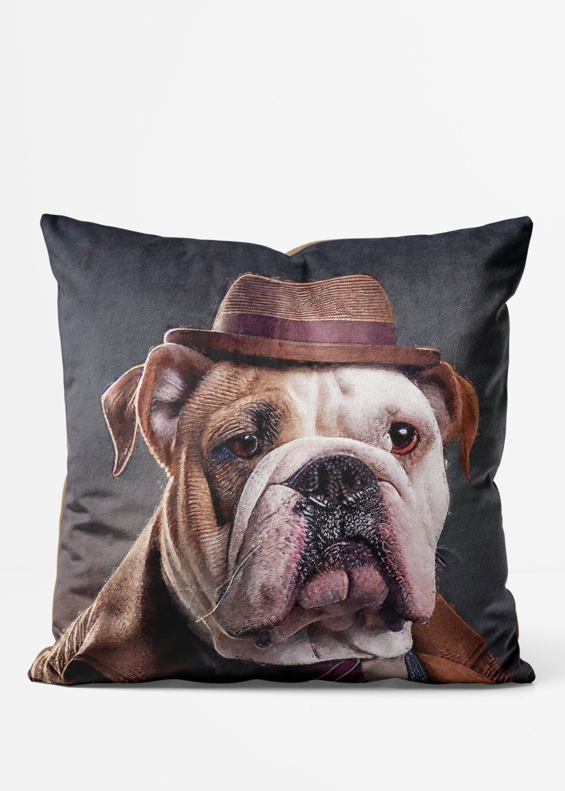 English Bulldog Portrait Throw Pillow Cover - Cute Dog Lover Home Decor for Sofa, Bed, Nursery & Gifts