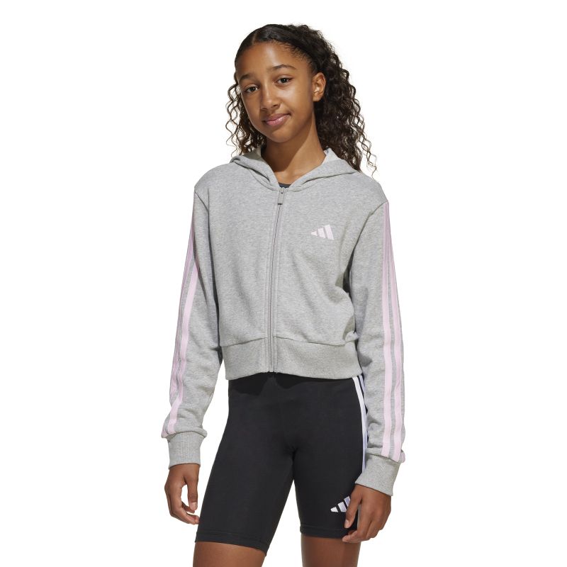 Adidas Girls Essentials 3 Stripes Fleece Hoodie - Soft Warm Pullover for Kids - Perfect for School, Play & Outdoor Activities