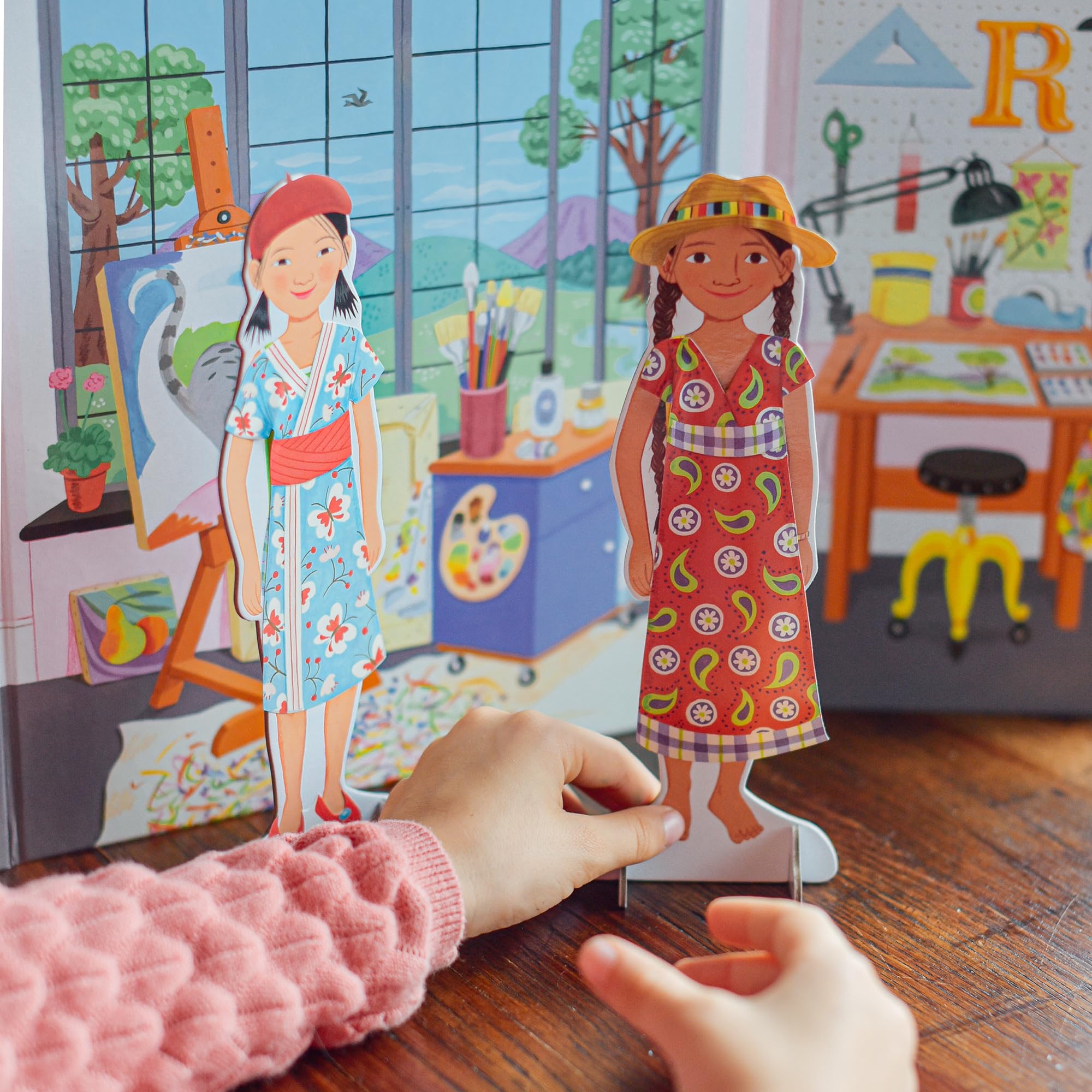 eeBoo Musician and Artist Paper Doll Reusable Set - Creative Pretend Play for Kids, Perfect for Birthday Gifts & Educational Role Playing Activities