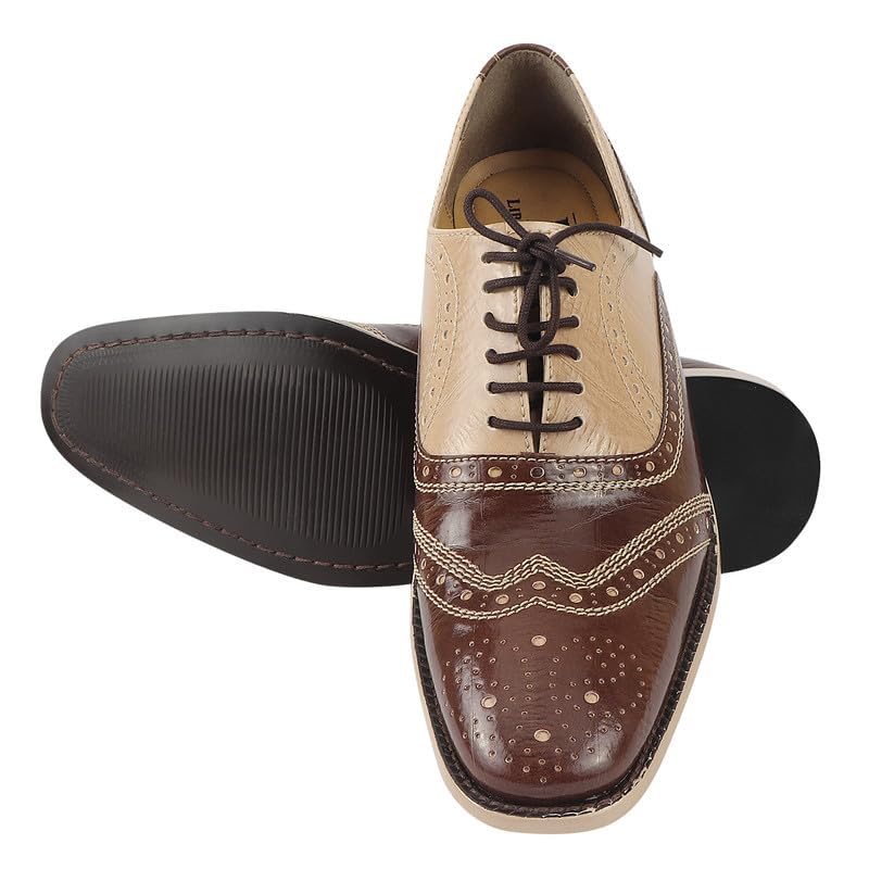 LIBERTYZENO Boys EEL Print Genuine Leather Oxford Dress Shoes - Lace Up Formal Shoes for Kids - Perfect for Easter Gifts, School Events & Special Occasions (Style 162)