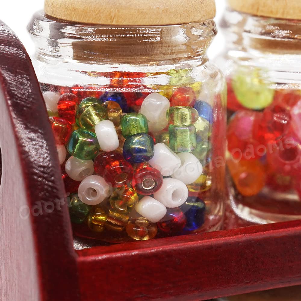 Odoria 1/6 Scale Miniature Spice Rack with Glass Jars - Realistic Dollhouse Kitchen Accessories for DIY Miniature Projects & Dollhouse Decor