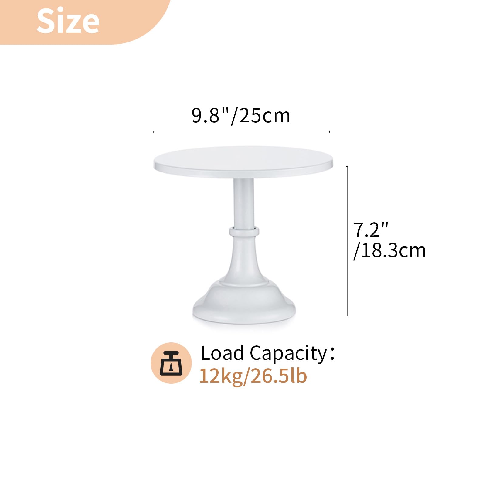NUPTIO 9.84 Inch White Metal Cake Stand - Tiered Dessert Display for Weddings, Birthdays & Bridal Showers | Elegant Cupcake Holder & Food Riser for Party Treats, Afternoon Tea & Special Events (25cm Pedestal Plates)