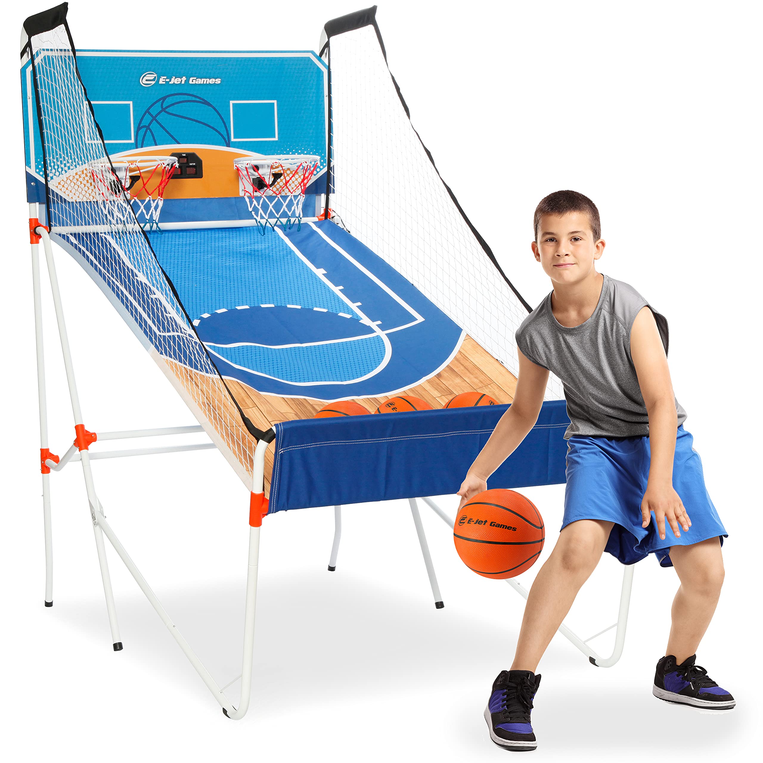 16-in-1 Electronic Basketball Games Set - Dual Shot Arcade Style Basketball Toy for Kids, Boys & Girls | Perfect Sports Gift for Children, Youth & Teens | Fun for Bedrooms, Game Rooms & Birthday Parties (Blue, Model EIR047332021)