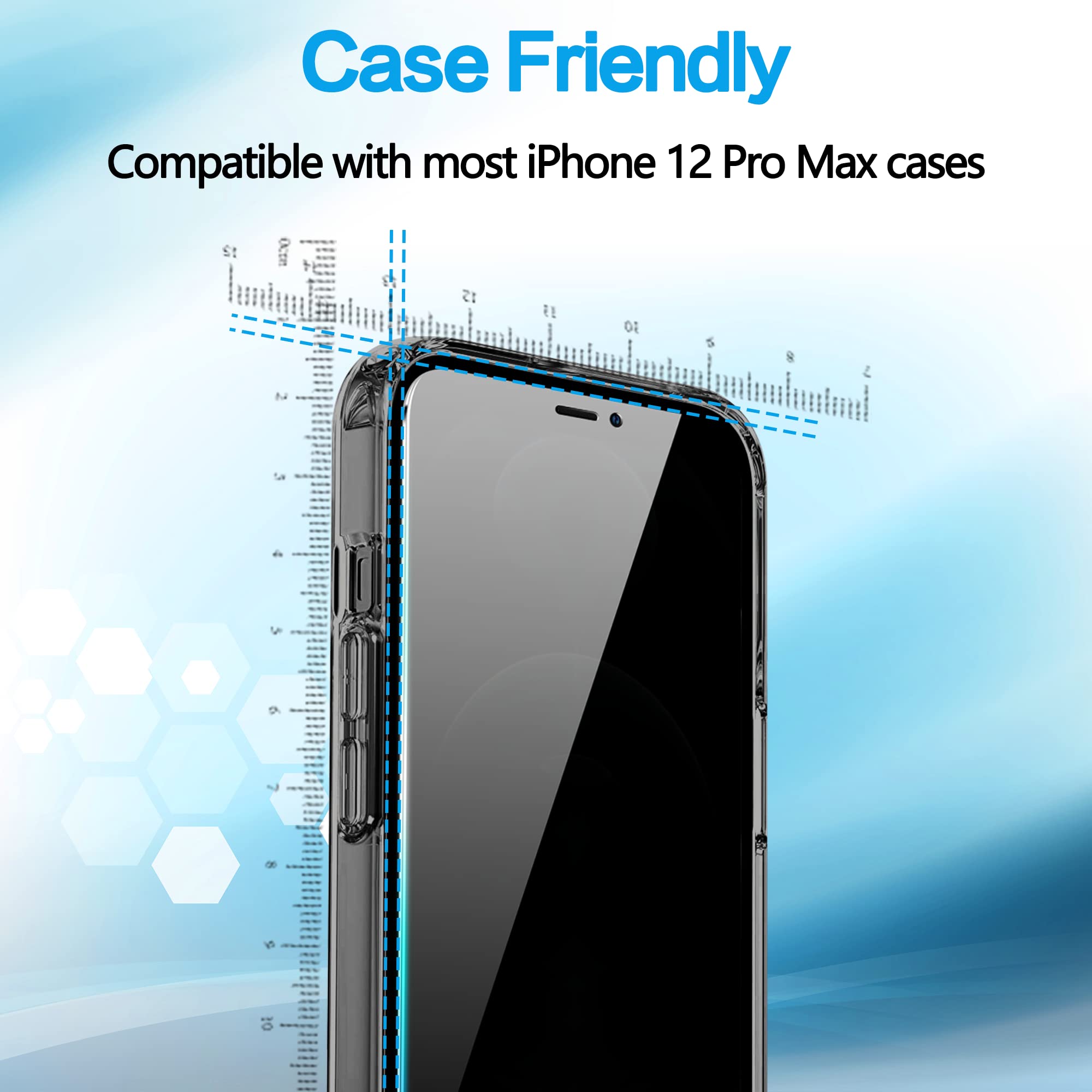 2 Pack Privacy Screen Protector for iPhone 12 Pro Max - Anti-Spy Tempered Glass, Shatterproof, Full Edge Coverage, Bubble Free, Touch Sensitive - Perfect for Office, Travel & Public Use