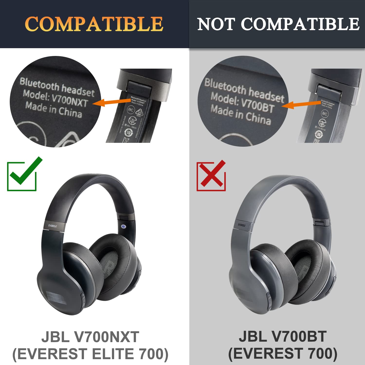SOULWIT Replacement Ear Pads for JBL Everest Elite 700 (V700NXT) Headphones - Premium Noise Isolating Memory Foam Cushions with Soft Protein Leather - White - Perfect for Gaming, Travel & Office Use