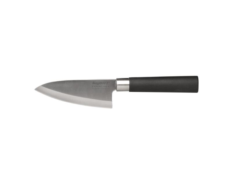 BergHOFF Essentials 7-Inch Stainless Steel Santoku Knife with Ergonomic PP Handle - Professional Asian Chef Knife for Slicing, Dicing & Mincing - Perfect for Home Kitchen, Restaurant & Camping Use
