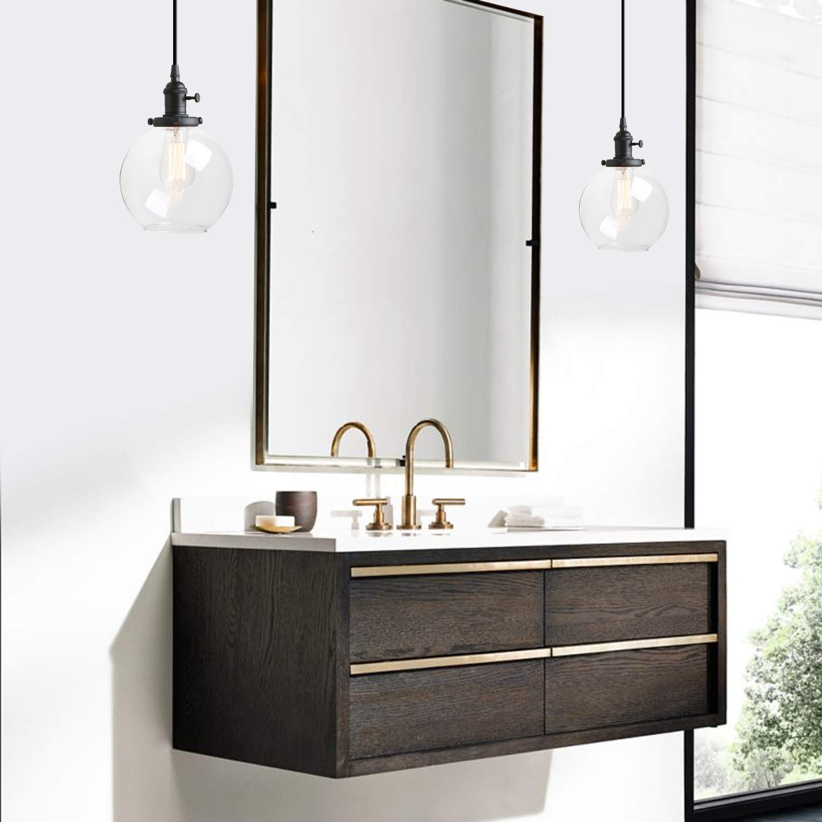 Pathson Globe Wall Sconce with Round Glass Pendant & Switch - Bedroom Lighting