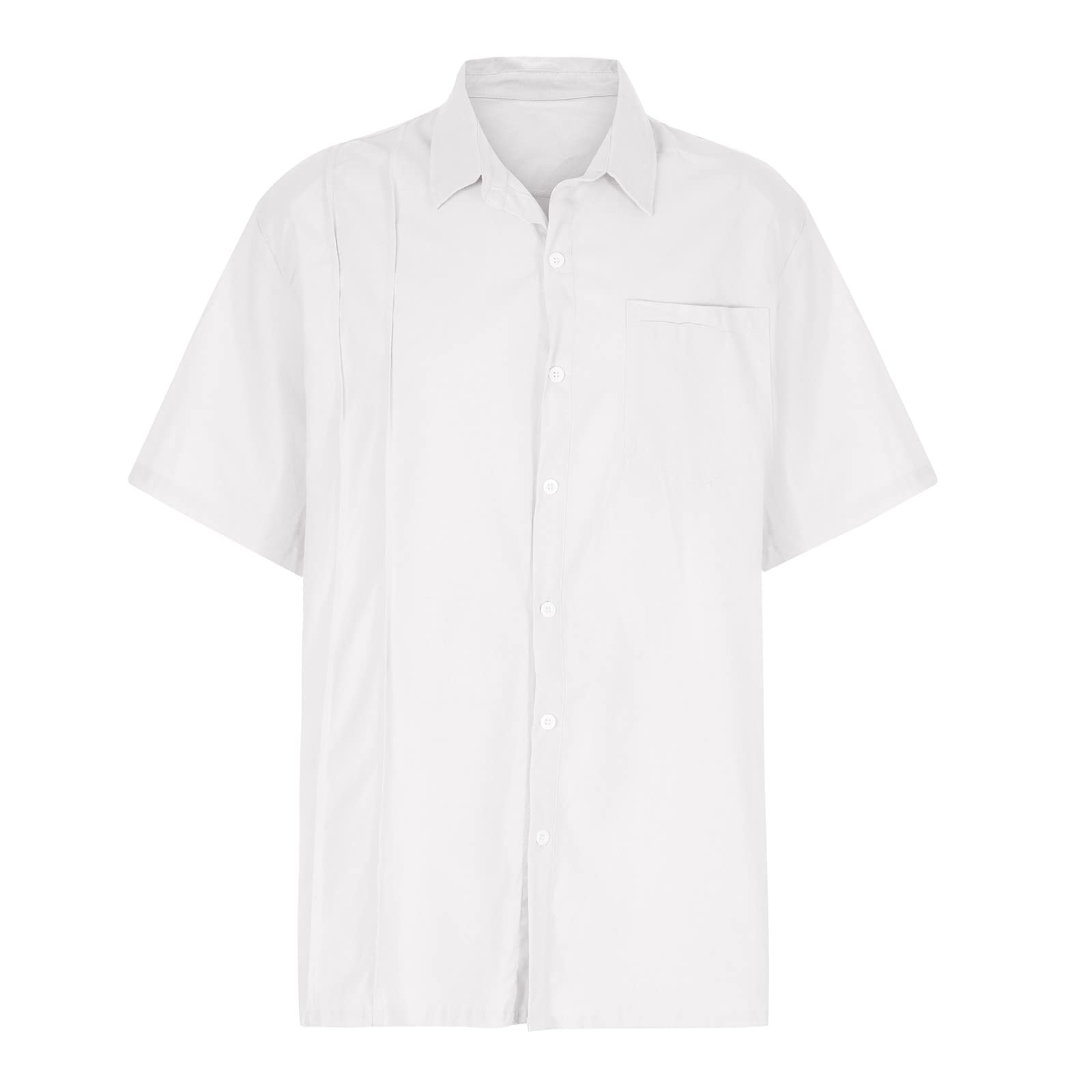 Men's Casual Button-Down Shirt - Long Sleeve Cotton Linen Blend in White | Perfect for Office, Date Night & Summer Outfits