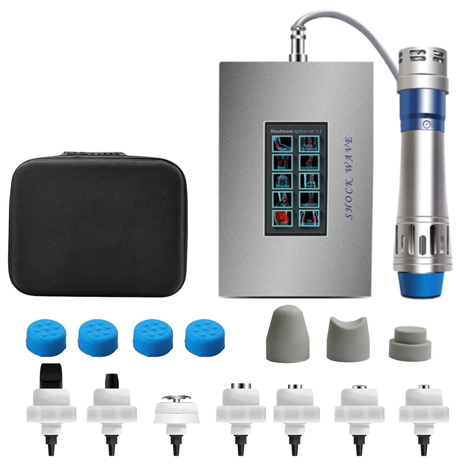 HUANSHI Shockwave Therapy Machine for Erectile Dysfunction & Muscle Pain Relief - 7 Massage Heads Deep Tissue Massager for Men's Health & Sports Recovery - Portable E-D Device for Home Use & Physical Therapy (SW18C)