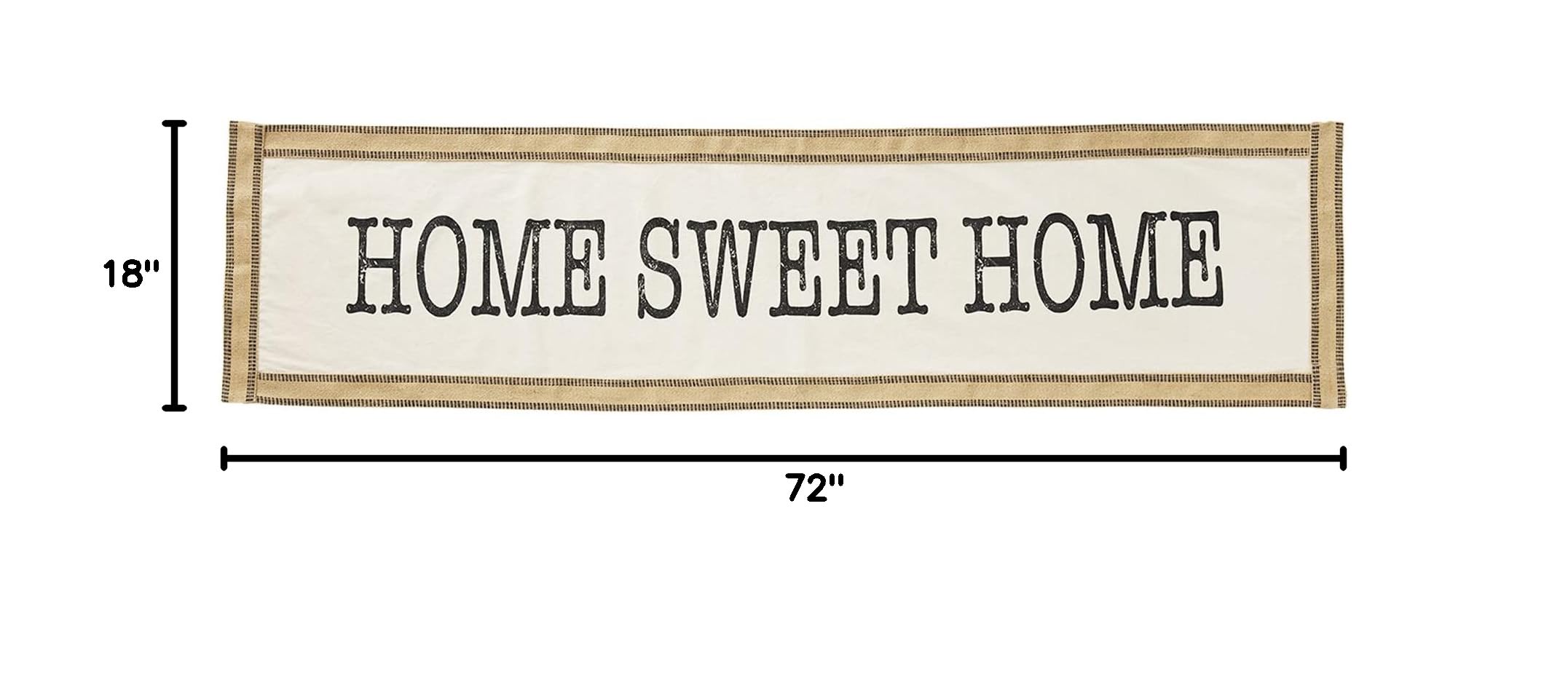 Mud Pie Home Sweet Home Cream Table Runner 18x72 Inches - Perfect for Farmhouse Dining Tables, Holiday Decor, and Rustic Weddings