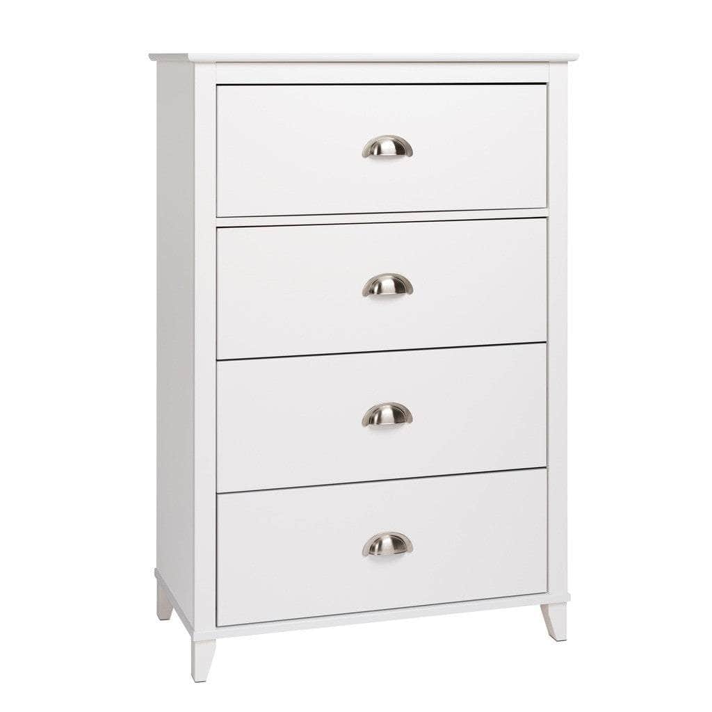 Yaletown White 4-Drawer Chest Dresser - Modern Bedroom Storage Furniture for Clothes, Bedding & Accessories | Perfect for Home, Apartment & Dorm Organization