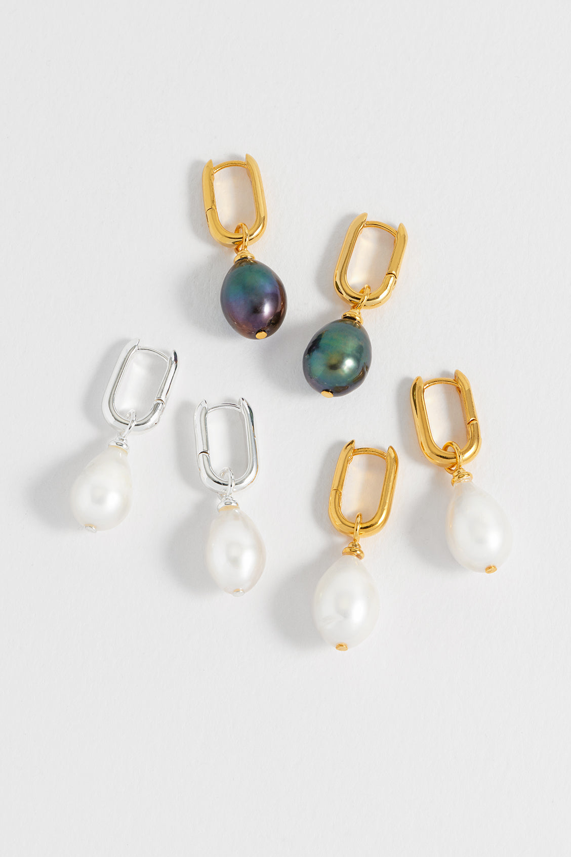 Blue Pearl Drop Link Earrings for Women – Elegant Dangle Jewelry for Party, Wedding & Evening Wear – Hypoallergenic & Lightweight Fashion Accessories