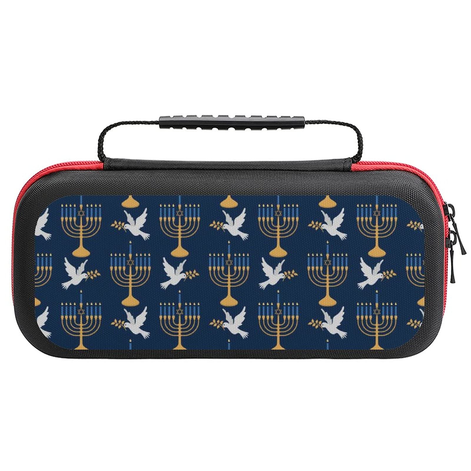 Nintendo Switch Lite Carrying Case with Menorah & Dove of Peace Print - Travel Storage Bag for Switch Lite Console & Accessories | Perfect for Gaming On-The-Go, Commuting, and Travel Protection