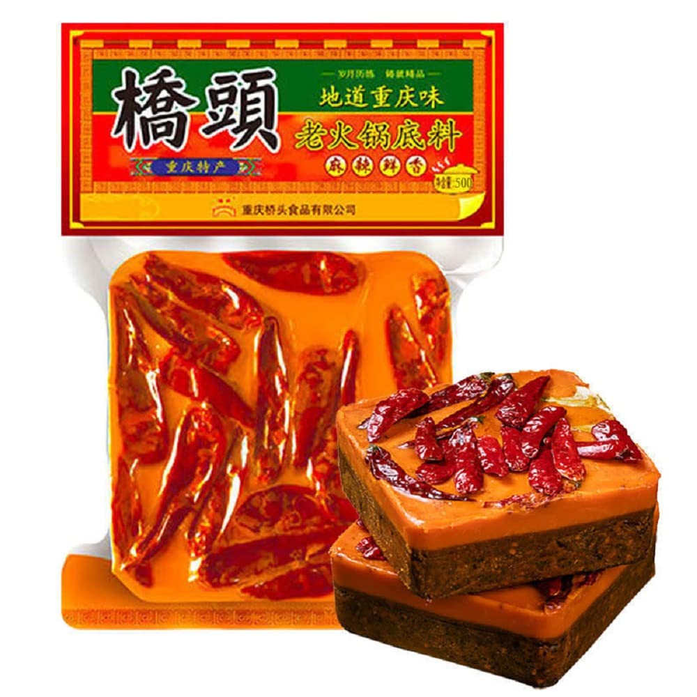 500g Chongqing Qiaotou Hot Pot Soup Base - Authentic Spicy & Fresh Flavor for Sichuan Hot Pot | Perfect for Family Gatherings, Winter Meals & Asian Cuisine Lovers