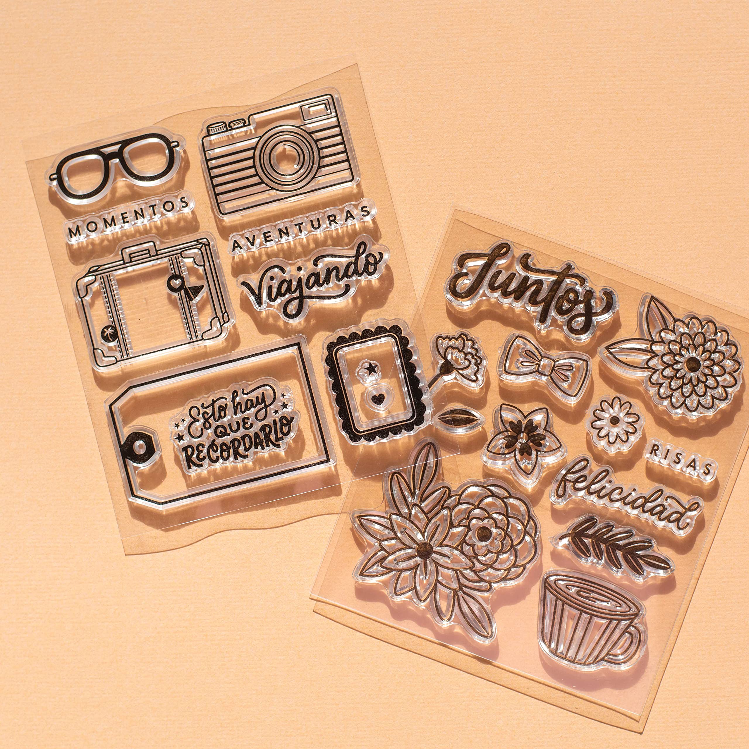 American Crafts Buenos DIAS Stamps Set of 11 - Perfect for Scrapbooking, Card Making & DIY Crafts
